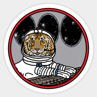 Sci Fi Space Tiger in Spaceship Sticker